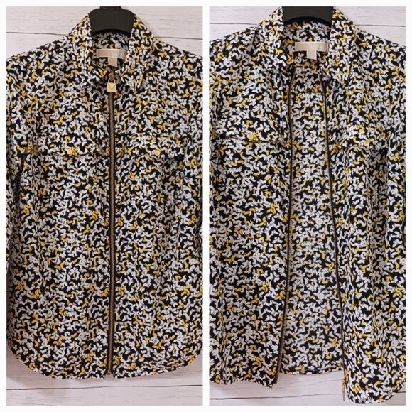 Michael Kors- Mini Monarch Pattern with a Zip Front and Roll Sleeve Size Small - Picture 5 of 10